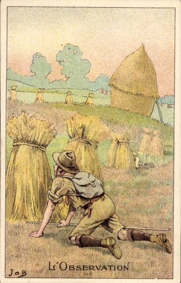 Artist Postcard Job, l'Observation, Belle Jardiniere, Advertising