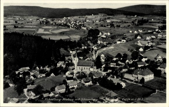 Postcard Fichtelberg in the Fichtelgebirge Upper Franconia Bavaria, aerial photograph