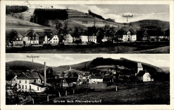 Ak Kleinebersdorf in Thüringen, van herberg, zuivelfabriek