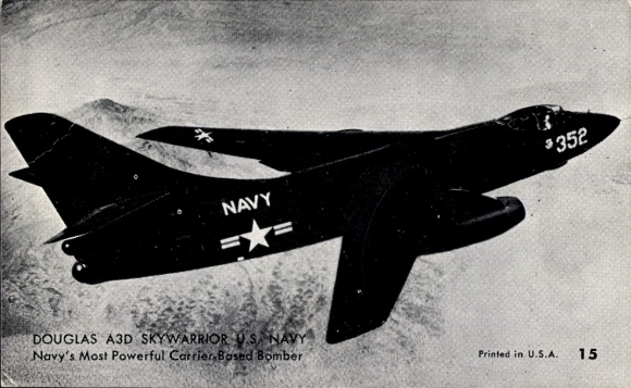 Postcard Douglas A3D Skywarrior US Navy, fighter aircraft, bomber, 352