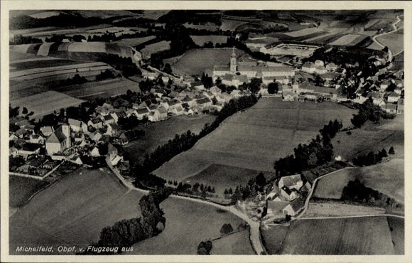 Ak Michelfeld im Kreis Schwäbisch Hall, Luftaufnahme von  ländliche Umgebung, Dörfer, Ackerfläche