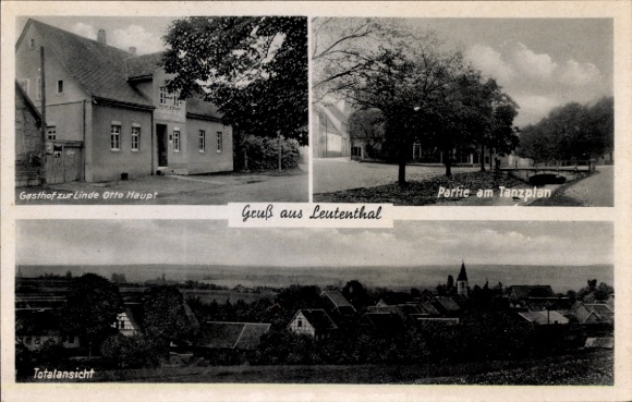 Postcard Leutenthal in the Weimar region, Gasthof zur Linde by Otto Haupt, dance plan, total view