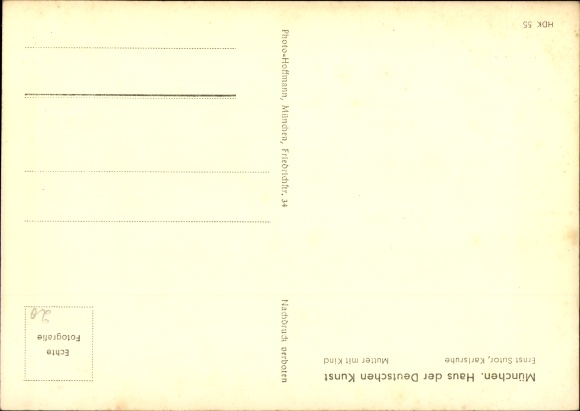 Postcard plastic by Ernst Sutor, mother with child, HDK 55