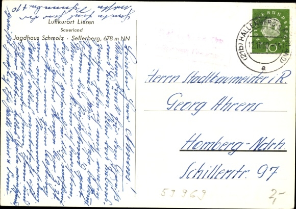 Ak Liesen Hallenberg Sauerland, Jagdhaus Schmolz, Spruch