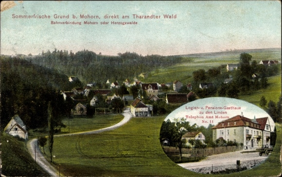 Postcard Grund Mohorn Wilsdruff Saxony, panorama, lodging and guest house zu den Linden