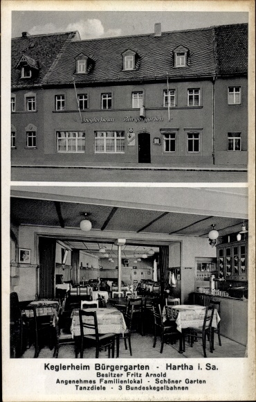 Ak Hartha in Sachsen, Keglerheim Bürgergarten, Innenansicht