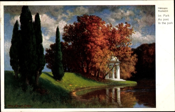 Artist Postcard Rüdisühli, Hermann, In the Park, Au Parc, Autumn Leaves