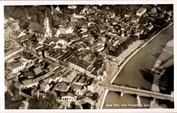 Postcard Bad Tölz in Upper Bavaria, aerial photograph