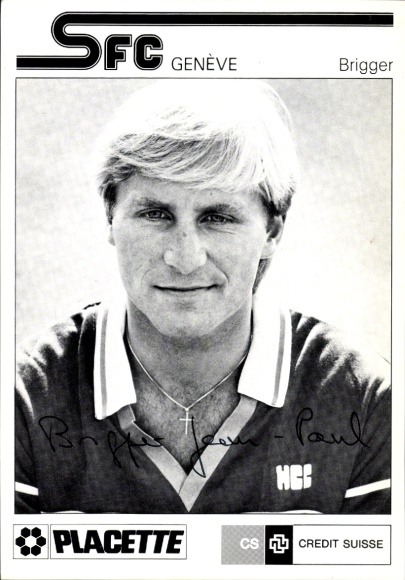 Photo footballer Jean-Paul Brigger, SFC Geneva, autograph