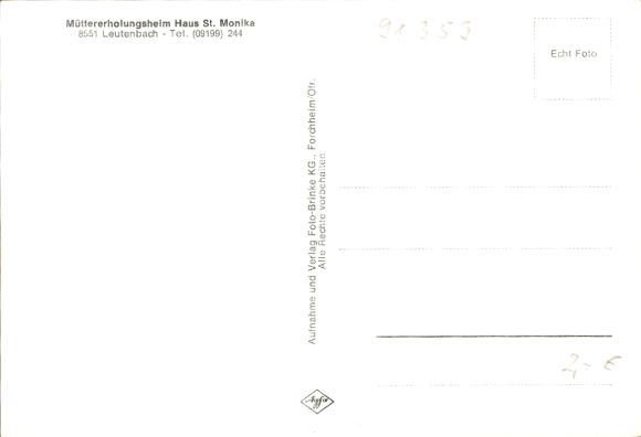 Ak Leutenbach in der Fränkischen Schweiz, Müttererholungsheim Haus St. Monika, Speisesaal, Kapelle