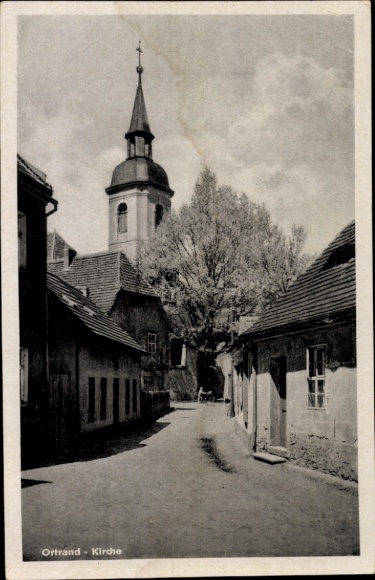 Postcard Ortrand in Lower Lusatia, church
