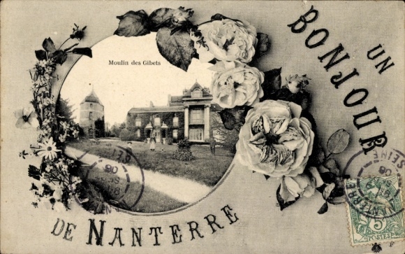 Ak Nanterre Hauts de Seine, Moulin des Gibets, Blumen