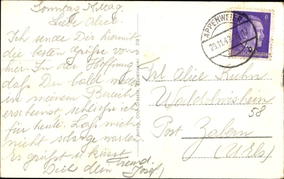 Postcard Appenweier in Baden Württemberg, view of the Catholic Church, St. Elisabethenhaus