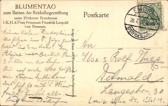 Postcard Princess Friedrich Leopold of Prussia, Louise Sophie of Schl.-Holst.-Sond.-Aug., signature
