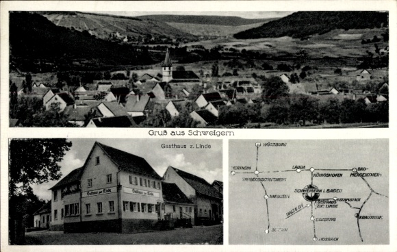 Postcard Schweigern Boxberg in Baden, general view, Gasthaus zur Linde