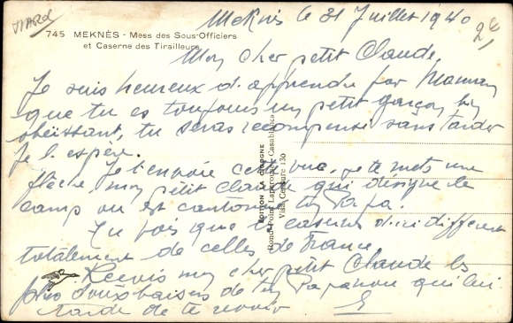 Postcard Meknes Marokko, Mess of Non-Commissioned Officers and Barracks of Skirmishers