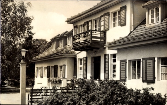 Postcard Hirschluch Storkow Mark, Golden Sun, house view with balcony