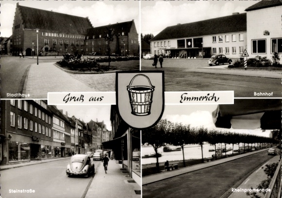 Ak Emmerich am Niederrhein, Stadthaus, Steinstraße, Bahnhof, Rheinpromenade