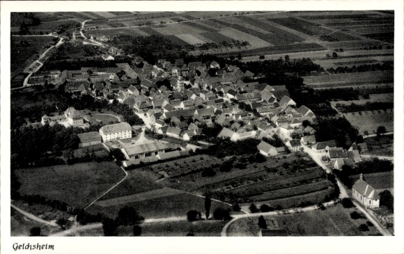 Postcard Gelchsheim in Lower Franconia, aerial photograph
