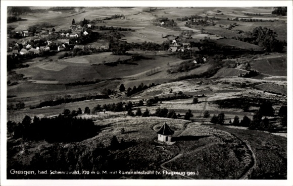 Postcard Gresgen Zell im Wiesental, aerial photograph, Rummelsbühl