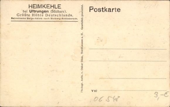 Postcard Uftrungen Südharz, Heimkehle Cave, Wilder Stieg