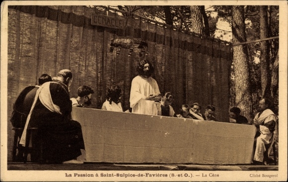 Ak Saint Sulpice de Favieres Essonne, La Passion, La Cene