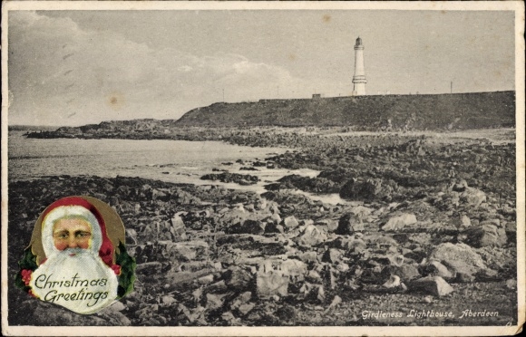 Postcard Aberdeen Schottland, Girdleness Lighthouse