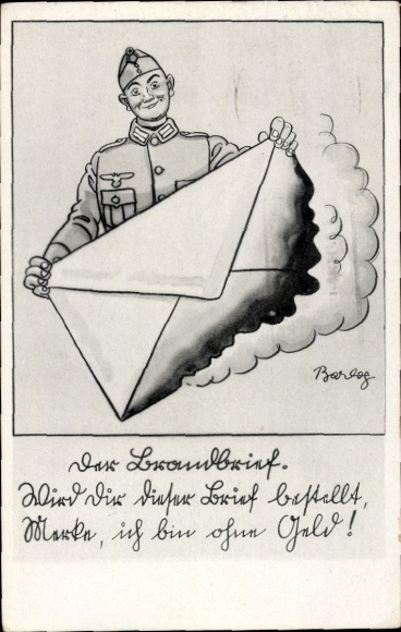 Künstler Ak Barlog, Der Brandbrief, Wehrmachtsoldat