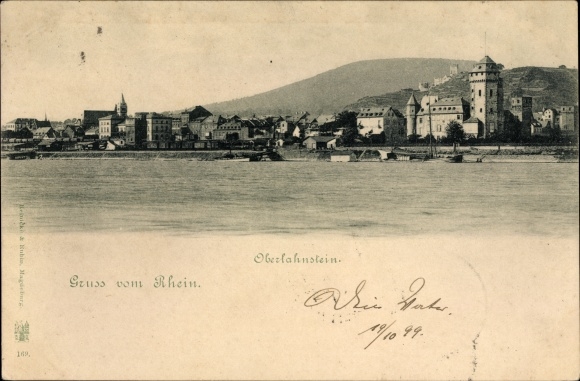KP Oberlahnstein Lahnstein w dzielnicy Rhein Lahn, widok na Ren w kierunku miasta