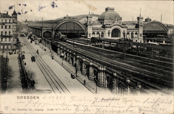 Postcard Dresden old town Seevorstadt, main station