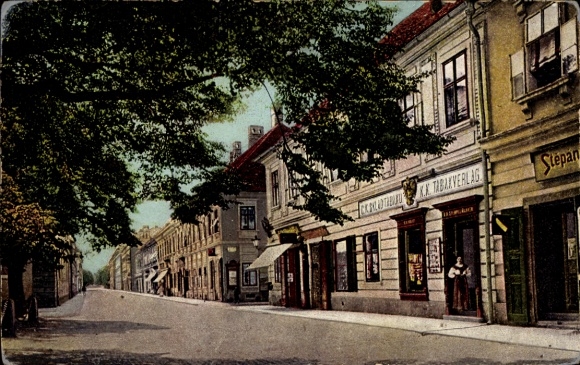 Ak Wien 8 Josefstadt, KK Tabakverlag, Stepan, rustige straat, historische gebouwen