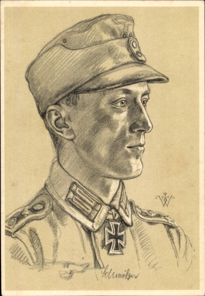 Artist PC Willrich, Wolfgang, Knight&#39;s Cross recipient Oberwachmeister Schmölzer, portrait, VDA E 71