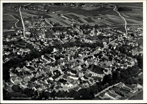 Postcard Schrobenhausen in Upper Bavaria, aerial photograph
