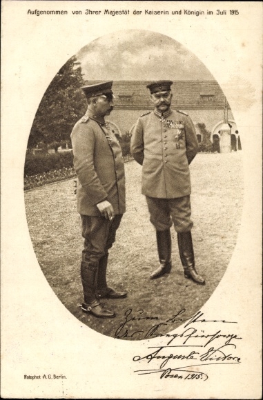 Ak Kaiser Wilhelm II., Generalfeldmarschall Paul von Hindenburg, Posen 1915