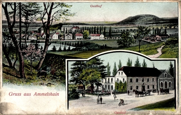 Ak Ammelshain Naunhof bij Leipzig, herberg, gedeeltelijk uitzicht
