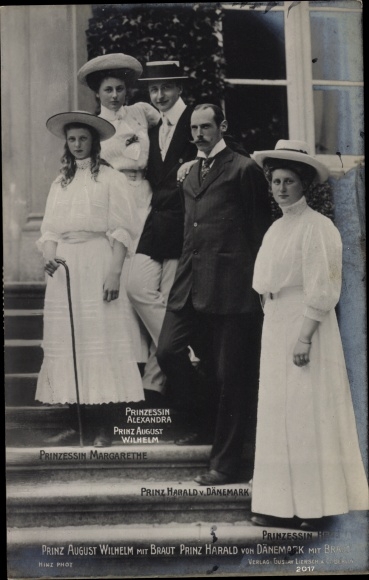 Postcard Prince August Wilhelm of Denmark with his bride, Liersch 2017