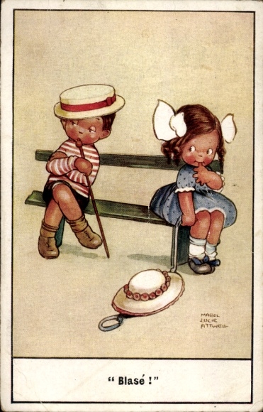 Ak Dresden Blasewitz, Twee kinderen zitten op een bankje. Het meisje houdt haar hand voor zich...