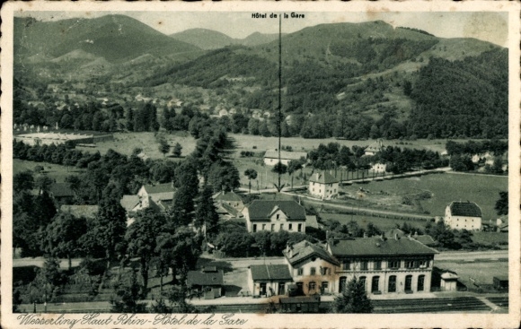 Ak Husseren Wesserling Hüsseren Wesserling Elsass Haut Rhin, Hôtel de la Gare, Bahnhof