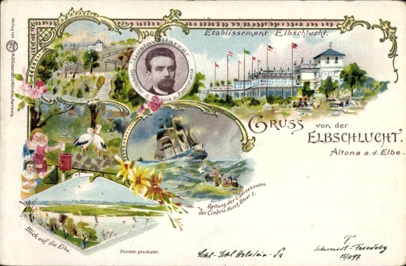 Chromo-Litho Hamburg Altona Ottensen, Establishment Elbschlucht, rescue of the Cambria survivors