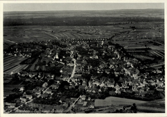 Postcard Altenheim Neuried in Baden, aerial photograph
