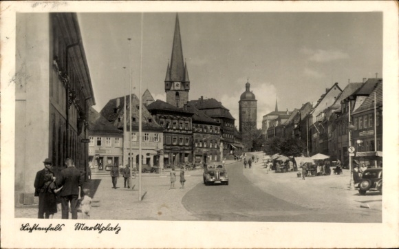 Postcard Lichtenfels am Main Upper Franconia, market square, church tower