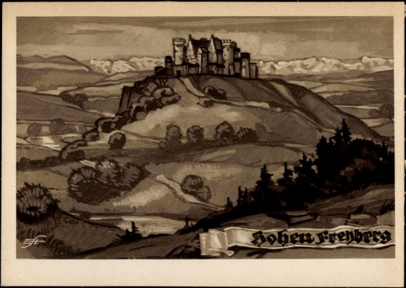 Künstler Ak Eisenberg im Allgäu, Burg Hohenfreyberg
