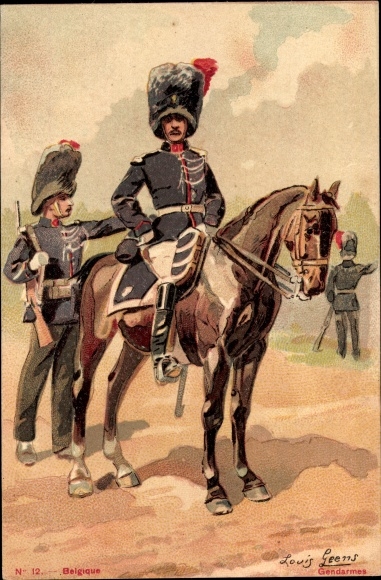 Artist Postcard Geens, Louis, Gendarmes, Belgian Soldiers