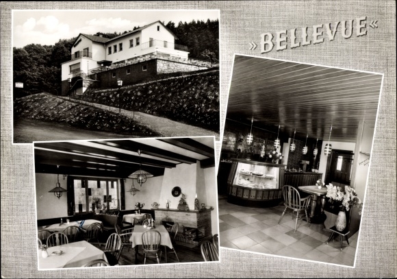 PC Wolfshausen Weimar an der Lahn, Hotel Restaurant Café Bellevue, exterior view, dining room, bar