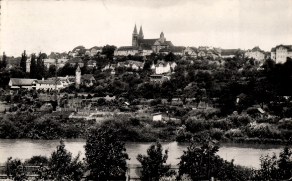 Postcard Fritzlar in Hesse, view of historical buildings, river in the foreground