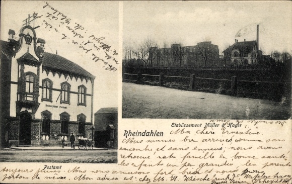 Postcard Rheindahlen Mönchengladbach on the Lower Rhine, Etablissement Muller Hager, Architecture,