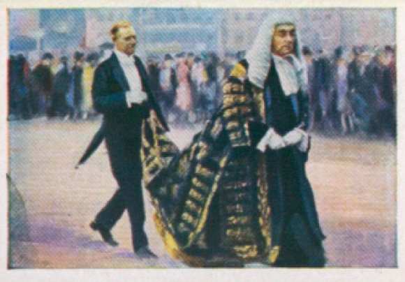 Sammelbild Die bunte Welt Album 1 Bild 86, Alt England, Amtsrobe des Oberen Gerichtshofes