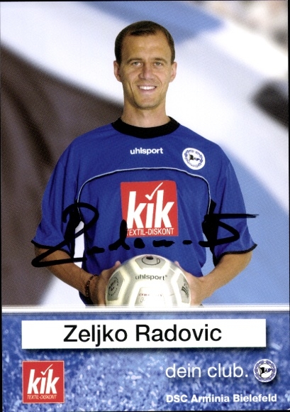 Autograph card footballer Zeljko Radovic, DSC Arminia Bielefeld, autograph
