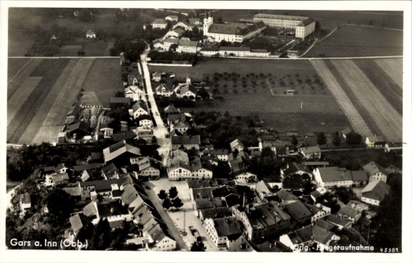 Ak Gars am Inn Oberbayern, Fliegeraufnahme