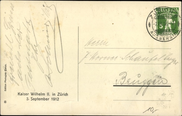 PC Zürich Stadt Schweiz, state visit of Kaiser Wilhelm II. 1912, reception at the station
